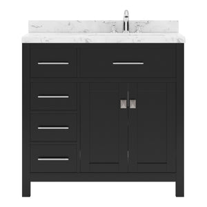 MS-2136L-CMRO-ES Espresso Caroline Parkway 36" Single Bath Vanity Set with Cultured Marble Quartz Top & Oval Right Offset Basin