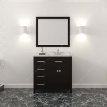 Load image into Gallery viewer, MS-2136L-CMRO-ES Espresso Caroline Parkway 36&quot; Single Bath Vanity Set with Cultured Marble Quartz Top &amp; Oval Right Offset Basin, Mirror