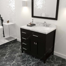 Load image into Gallery viewer, MS-2136L-CMRO-ES Espresso Caroline Parkway 36&quot; Single Bath Vanity Set with Cultured Marble Quartz Top &amp; Oval Right Offset Basin, Mirror side