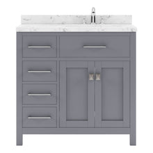 Load image into Gallery viewer, MS-2136L-CMRO-GR Gray Caroline Parkway 36&quot; Single Bath Vanity Set with Cultured Marble Quartz Top &amp; Oval Right Offset Basin