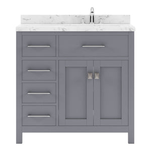 MS-2136L-CMRO-GR Gray Caroline Parkway 36" Single Bath Vanity Set with Cultured Marble Quartz Top & Oval Right Offset Basin