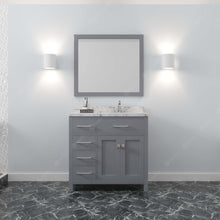 Load image into Gallery viewer, MS-2136L-CMRO-GR Gray Caroline Parkway 36&quot; Single Bath Vanity Set with Cultured Marble Quartz Top &amp; Oval Right Offset Basin, Mirror