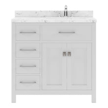 Load image into Gallery viewer, MS-2136L-CMRO-WH White  Caroline Parkway 36&quot; Single Bath Vanity Set with Cultured Marble Quartz Top &amp; Oval Right Offset Basin