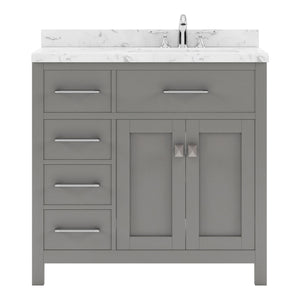 MS-2136L-CMSQ-CG cashmere Gray Caroline Parkway 36" Single Bath Vanity Set with Cultured Marble Quartz Top & Rectangular Right Offset Basin