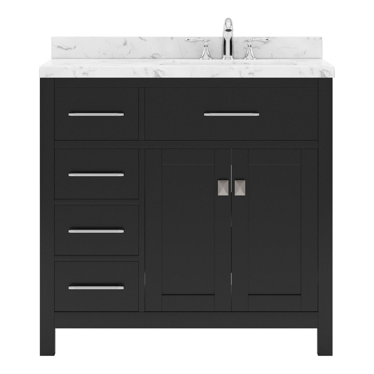 MS-2136L-CMSQ-ES Espresso  Caroline Parkway 36" Single Bath Vanity Set with Cultured Marble Quartz Top & Rectangular Right Offset Basin