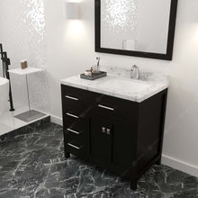 Load image into Gallery viewer, MS-2136L-CMSQ-ES Espresso  Caroline Parkway 36&quot; Single Bath Vanity Set with Cultured Marble Quartz Top &amp; Rectangular Right Offset Basin, mirror side