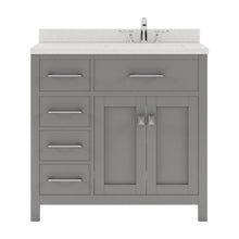 Load image into Gallery viewer, MS-2136L-DWQRO-CG Cashmere Gray Caroline Parkway 36&quot; Single Bath Vanity Set with Dazzle White Quartz Top &amp; Oval Right Offset Basin