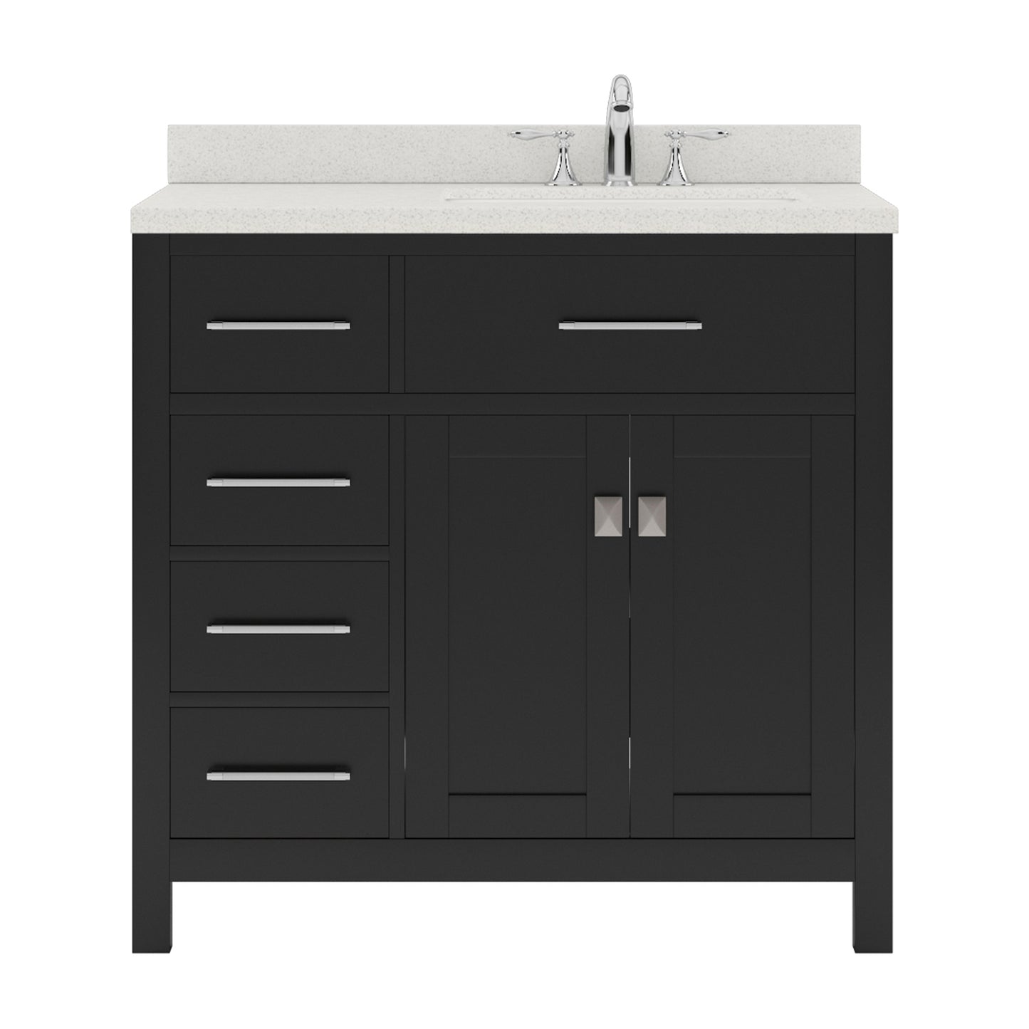 MS-2136L-DWQRO-ES Espresso  Caroline Parkway 36" Single Bath Vanity Set with Dazzle White Quartz Top & Oval Right Offset Basin