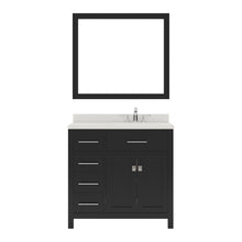 Load image into Gallery viewer, MS-2136L-DWQRO-ES Espresso  Caroline Parkway 36&quot; Single Bath Vanity Set with Dazzle White Quartz Top &amp; Oval Right Offset Basin, mirror