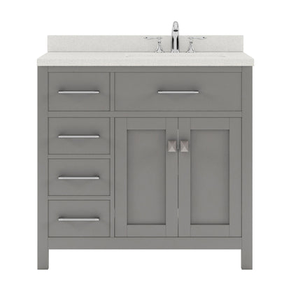 MS-2136L-DWQSQ-CG Cashmere Gray Caroline Parkway 36" Single Bath Vanity Set with Dazzle White Quartz Top & Rectangular Right Offset Basin