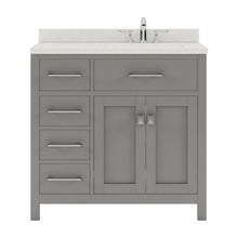 Load image into Gallery viewer, MS-2136L-DWQSQ-CG Cashmere Gray Caroline Parkway 36&quot; Single Bath Vanity Set with Dazzle White Quartz Top &amp; Rectangular Right Offset Basin