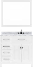 Load image into Gallery viewer, MS-2136L-WMSQ-WH White  Caroline Parkway 36&quot; Single Bath Vanity Set with Italian Carrara White Marble Top &amp; Rectangular Right Offset Basin, Mirror