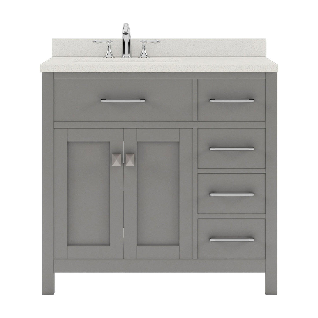 Caroline Parkway 36" Single Bath Vanity Set with Dazzle White Quartz Top & Oval Left Offset Basin