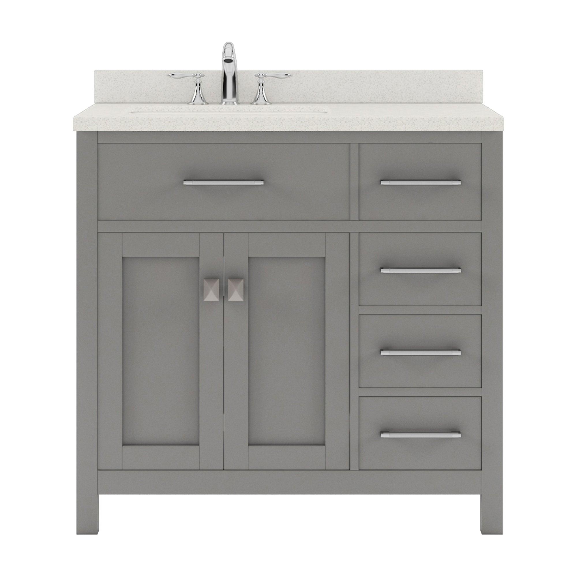 Caroline Parkway 36" Single Bath Vanity Set with Dazzle White Quartz Top & Oval Left Offset Basin