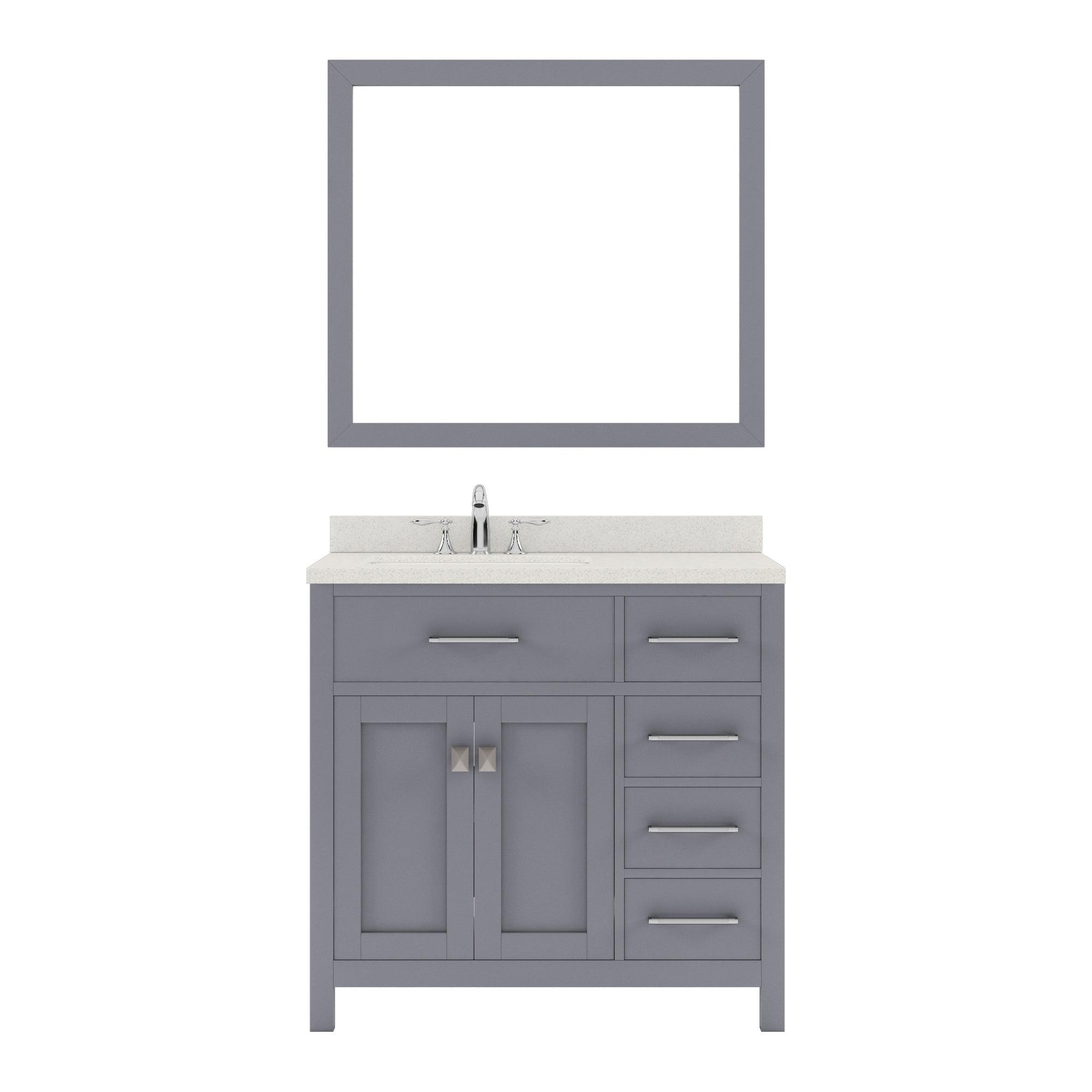 Caroline Parkway 36" Single Bath Vanity Set with Dazzle White Quartz Top & Oval Left Offset Basin