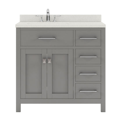 MS-2136R-DWQSQ-CG Cashmere Gray Caroline Parkway 36" Single Bath Vanity Set with Dazzle White Quartz Top & Rectangular Left Offset Basin