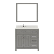 Load image into Gallery viewer, MS-2136R-DWQSQ-CG Cashmere Gray Caroline Parkway 36&quot; Single Bath Vanity Set with Dazzle White Quartz Top &amp; Rectangular Left Offset Basin, Mirror