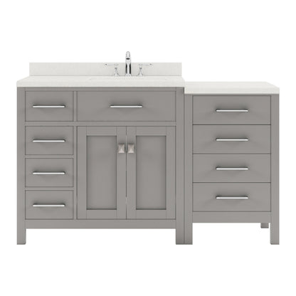 Caroline Parkway 57" Single Bath Vanity Set with Dazzle White Quartz Top & Rectangular Right Offset Basin