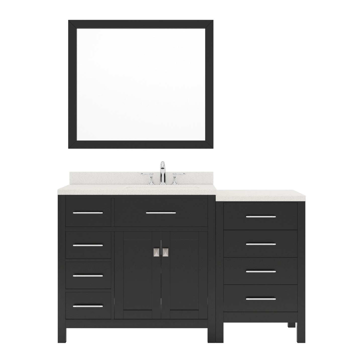 Caroline Parkway 57" Single Bath Vanity Set with Dazzle White Quartz Top & Rectangular Right Offset Basin