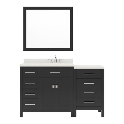 Caroline Parkway 57" Single Bath Vanity Set with Dazzle White Quartz Top & Rectangular Right Offset Basin