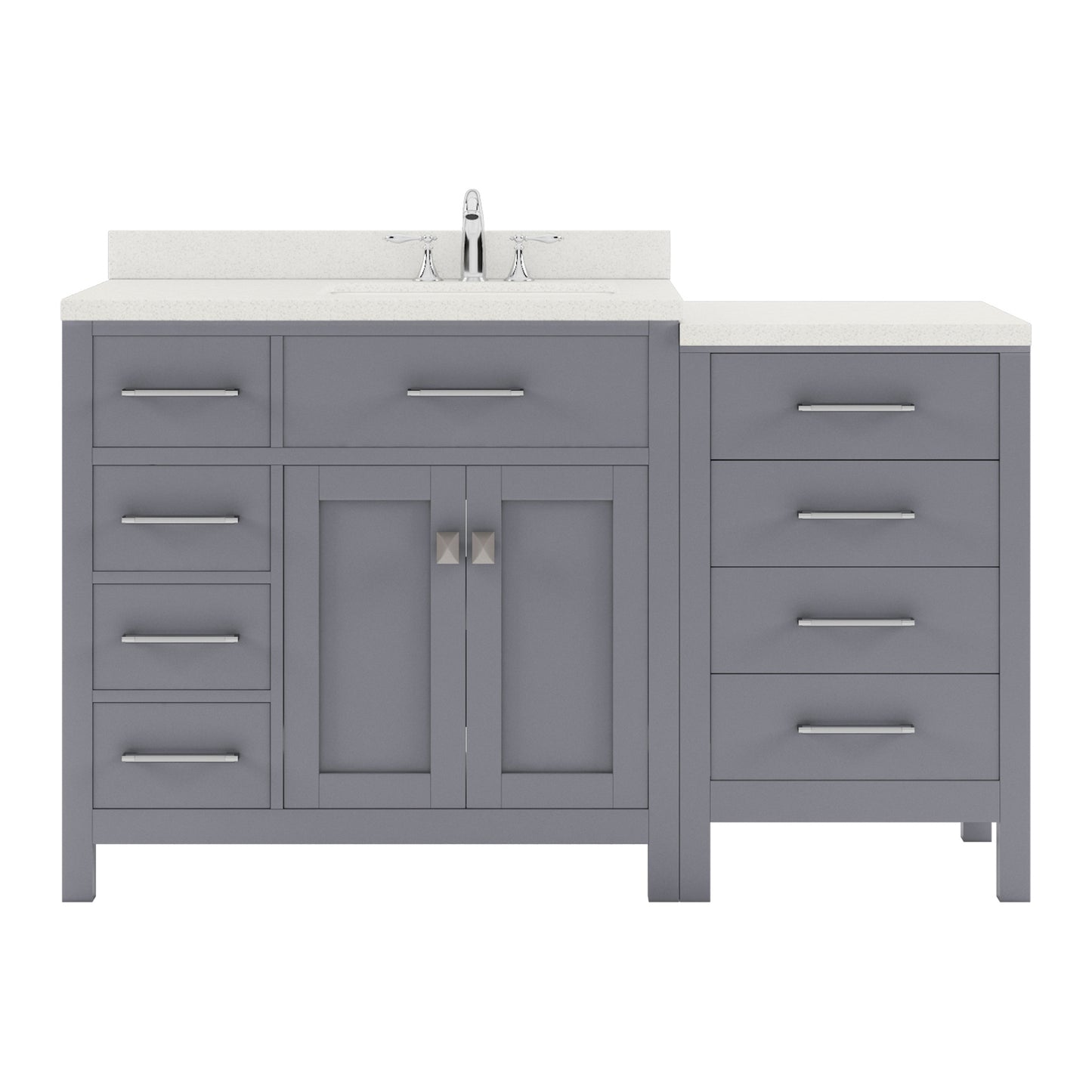 Caroline Parkway 57" Single Bath Vanity Set with Dazzle White Quartz Top & Rectangular Right Offset Basin