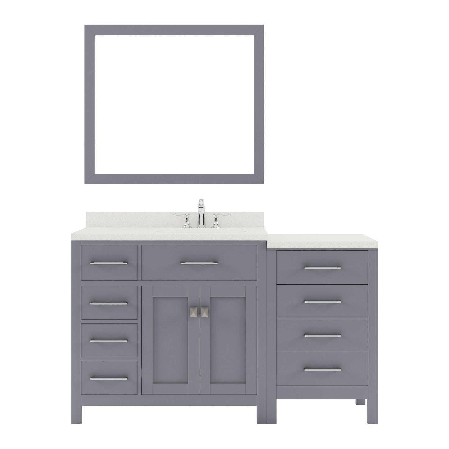 Caroline Parkway 57" Single Bath Vanity Set with Dazzle White Quartz Top & Rectangular Right Offset Basin