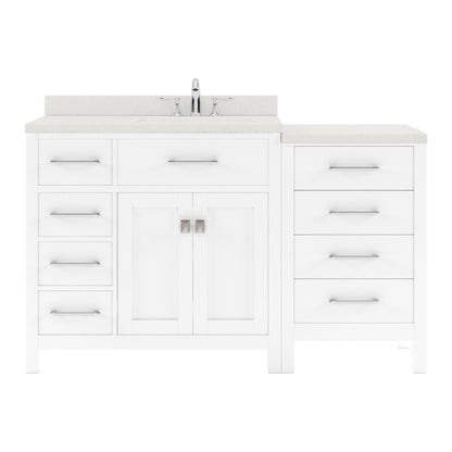 Caroline Parkway 57" Single Bath Vanity Set with Dazzle White Quartz Top & Rectangular Right Offset Basin