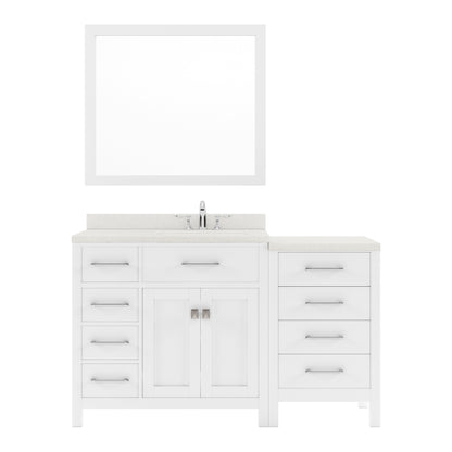 Caroline Parkway 57" Single Bath Vanity Set with Dazzle White Quartz Top & Rectangular Right Offset Basin