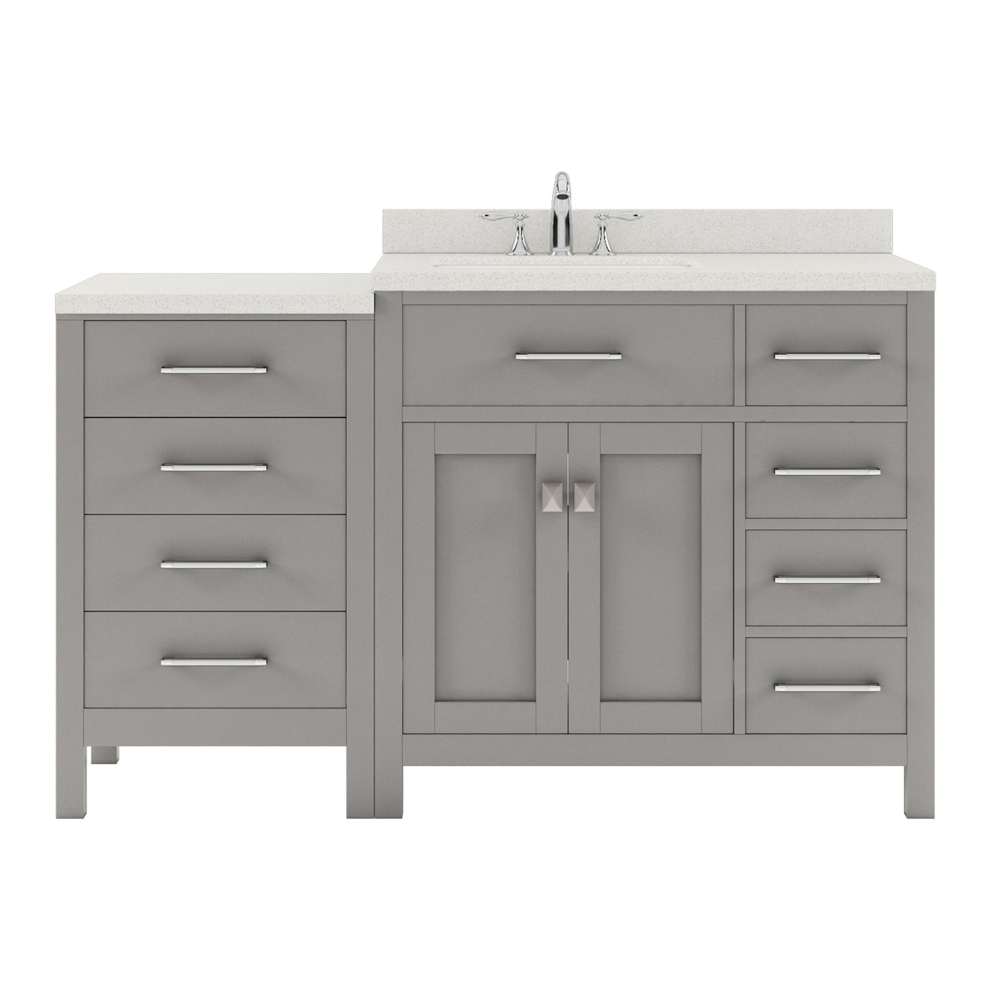 Caroline Parkway 57" Single Bath Vanity Set with Dazzle White Quartz Top & Rectangular Left Offset Basin