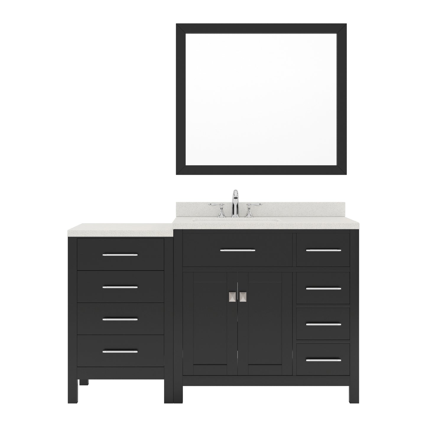 Caroline Parkway 57" Single Bath Vanity Set with Dazzle White Quartz Top & Rectangular Left Offset Basin