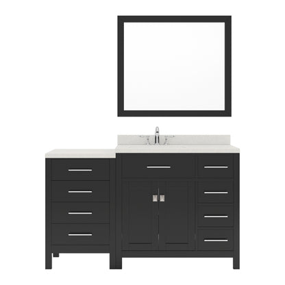 Caroline Parkway 57" Single Bath Vanity Set with Dazzle White Quartz Top & Rectangular Left Offset Basin