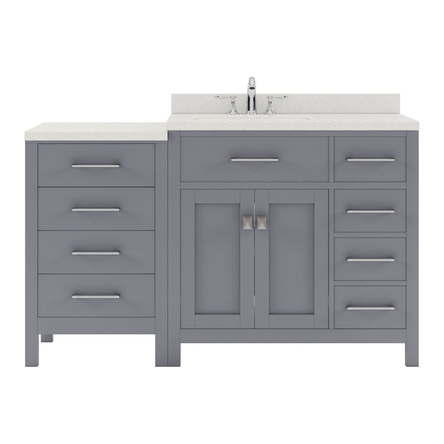 Caroline Parkway 57" Single Bath Vanity Set with Dazzle White Quartz Top & Rectangular Left Offset Basin