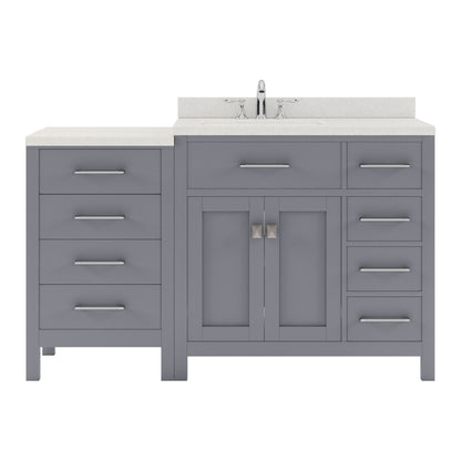 Caroline Parkway 57" Single Bath Vanity Set with Dazzle White Quartz Top & Rectangular Left Offset Basin