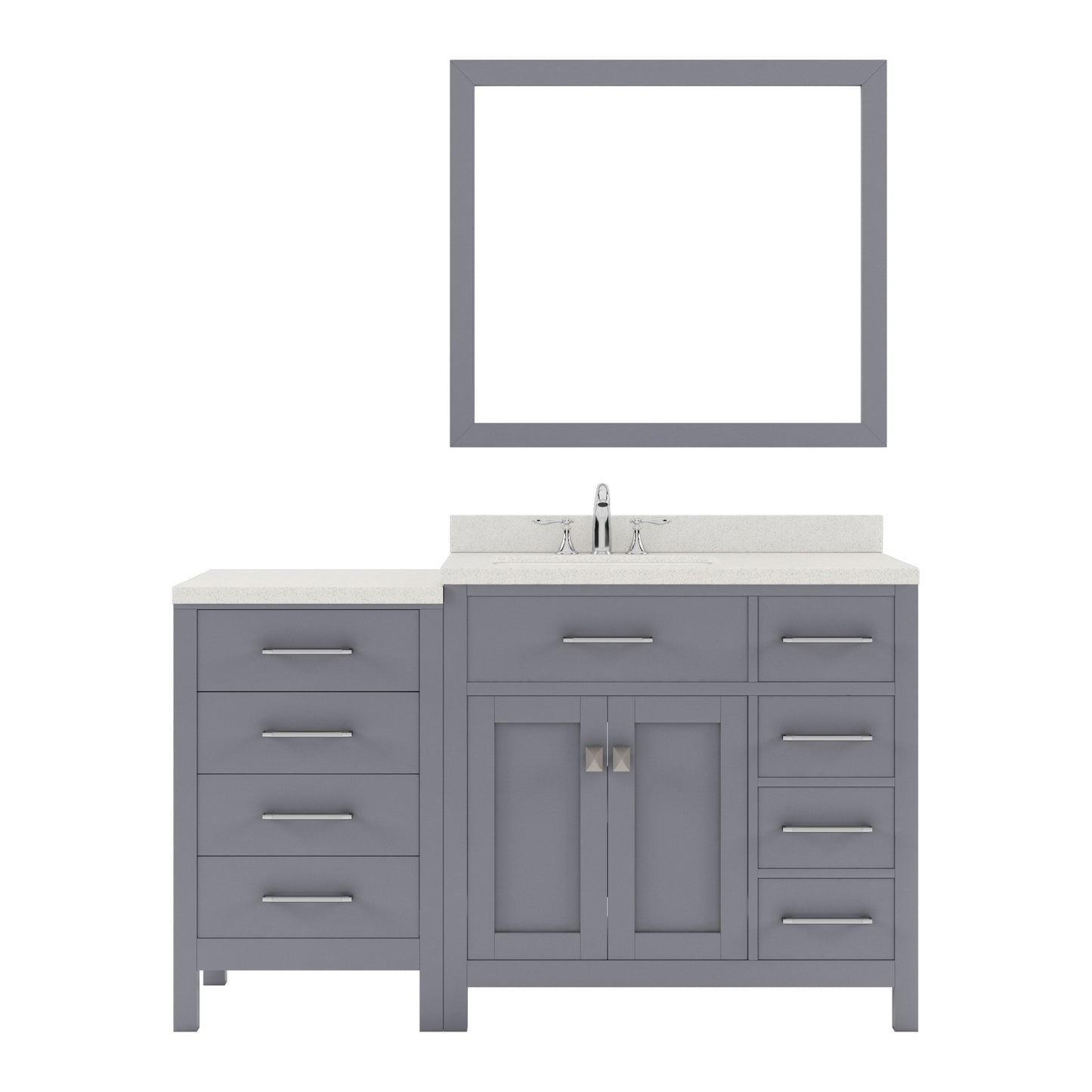 Caroline Parkway 57" Single Bath Vanity Set with Dazzle White Quartz Top & Rectangular Left Offset Basin