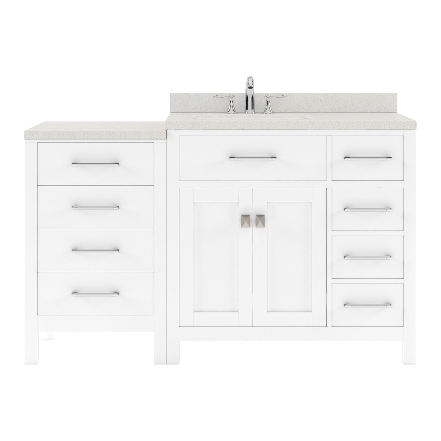 Caroline Parkway 57" Single Bath Vanity Set with Dazzle White Quartz Top & Rectangular Left Offset Basin