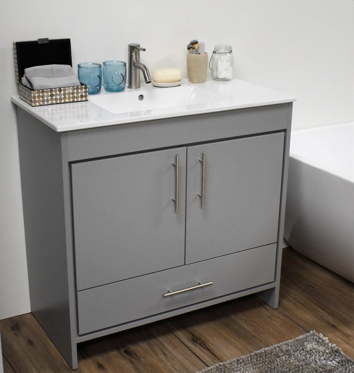 Pacific 36" vanity Grey MTD-3136G-14 angle closed staged