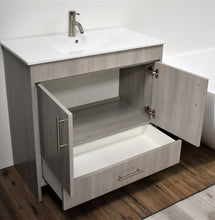 Load image into Gallery viewer, Volpa USA Pacific 36&quot; Bath Vanity Weathered Grey  MTD-3136WG-14_angleopen