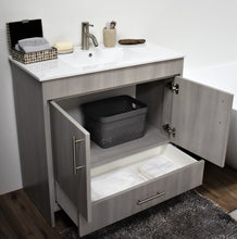 Load image into Gallery viewer, Volpa USA Pacific 36&quot; Bath Vanity Weathered Grey MTD-3136WG-14_angleopenstaged