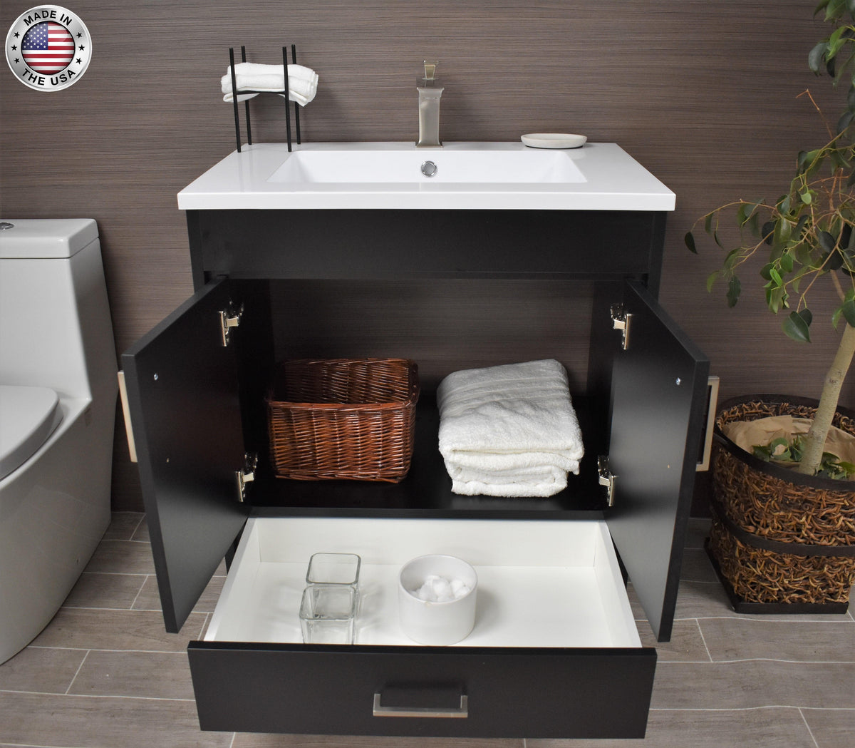 Rio 24" Vanity Black MTD-324BK-3frontstagedopen
