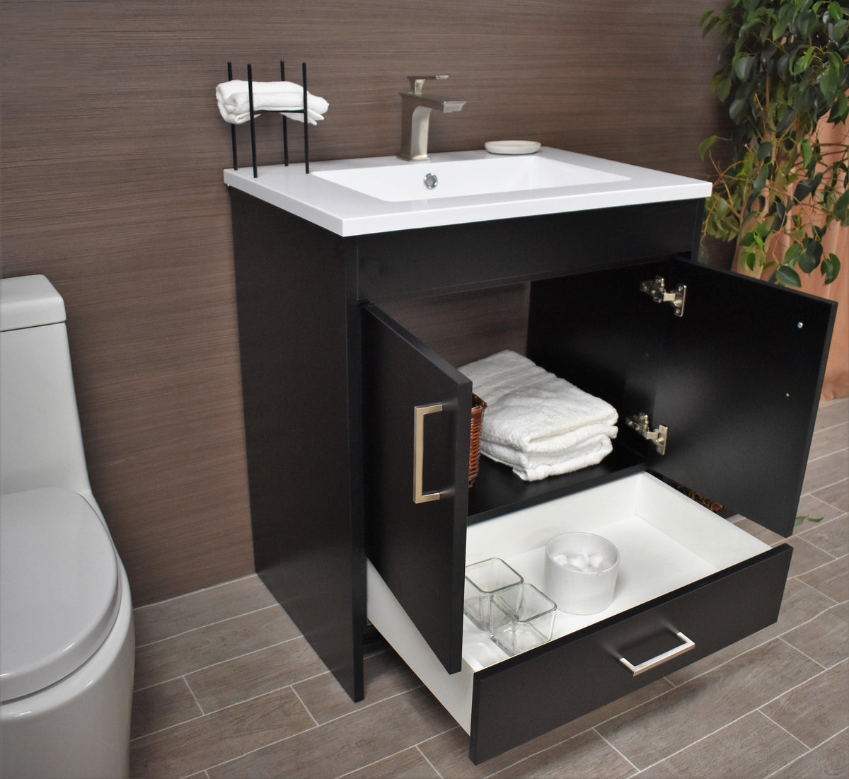 Rio 30" Black Vanity MTD-330BK-3angleopenstaged1