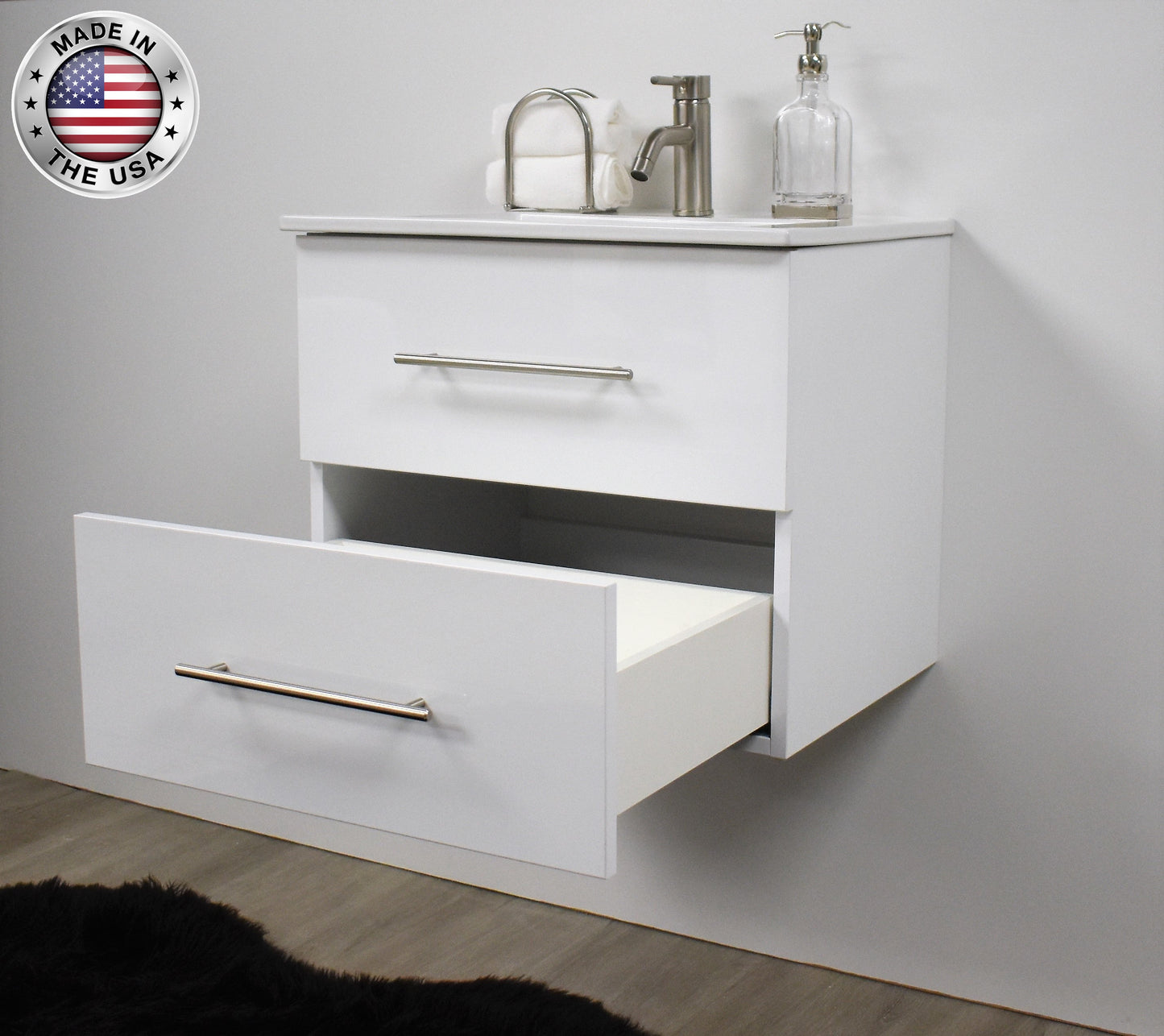 Napa 24" glossy white vanity MTD-3324GW-1angleoneopenMIU