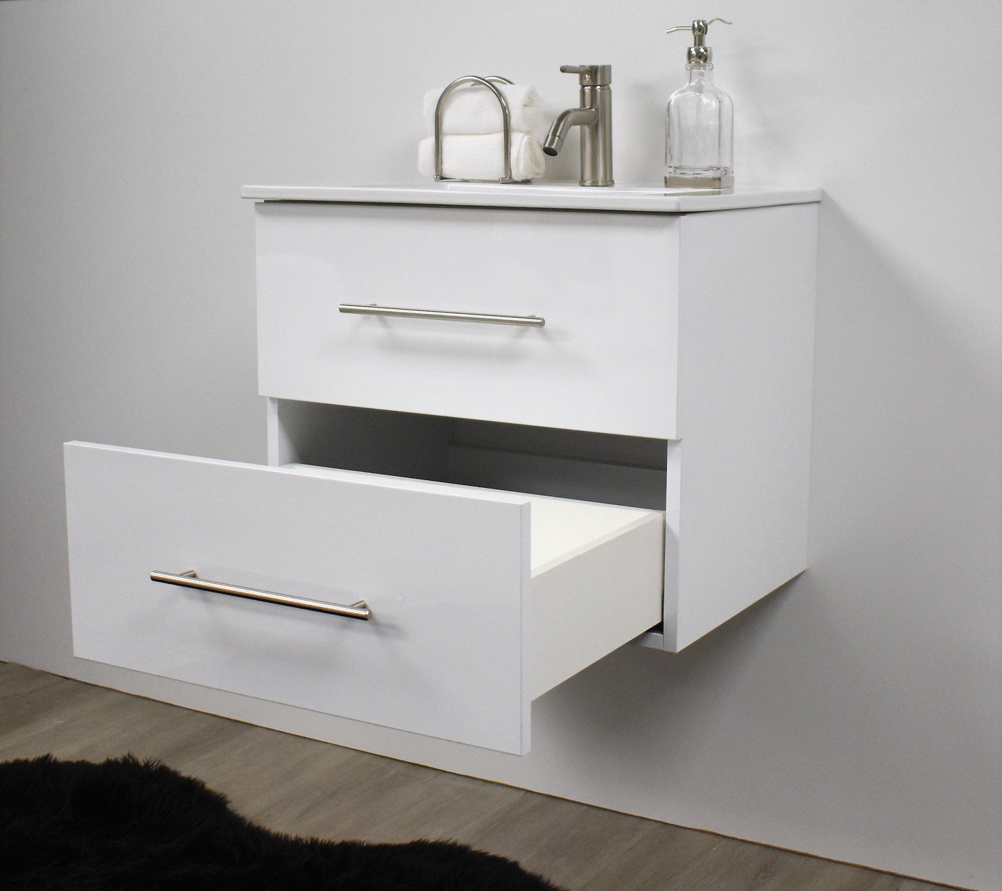 Napa 24" glossy white vanity MTD-3324GW-1angleoneopen