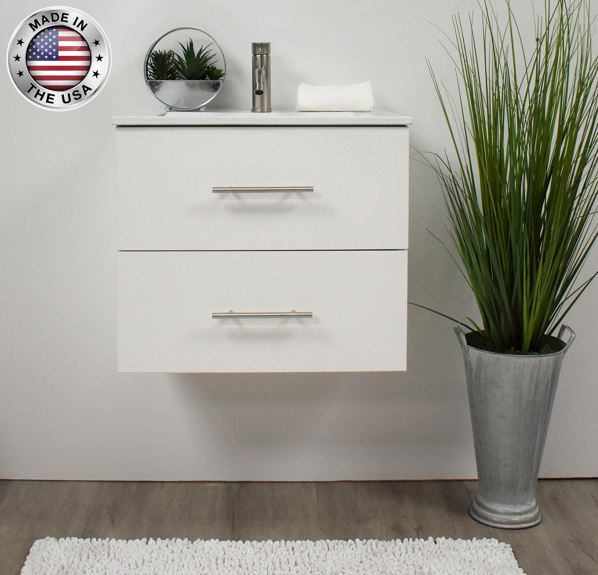 Napa 24" white vanity MTD-3324W-1FrontStaged3MIU