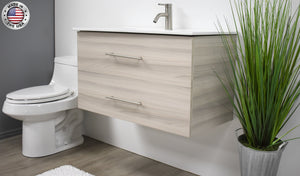Volpa USA Napa 36" Modern Wall-Mounted Floating Bathroom Vanity Ash Gray MTD-3336AG-1 A