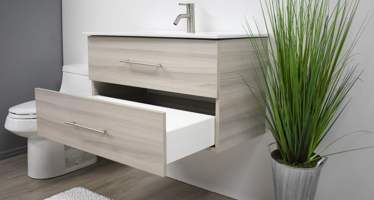 Volpa USA Napa 36" Modern Wall-Mounted Floating Bathroom Vanity Ash Gray MTD-3336AG-1 ao