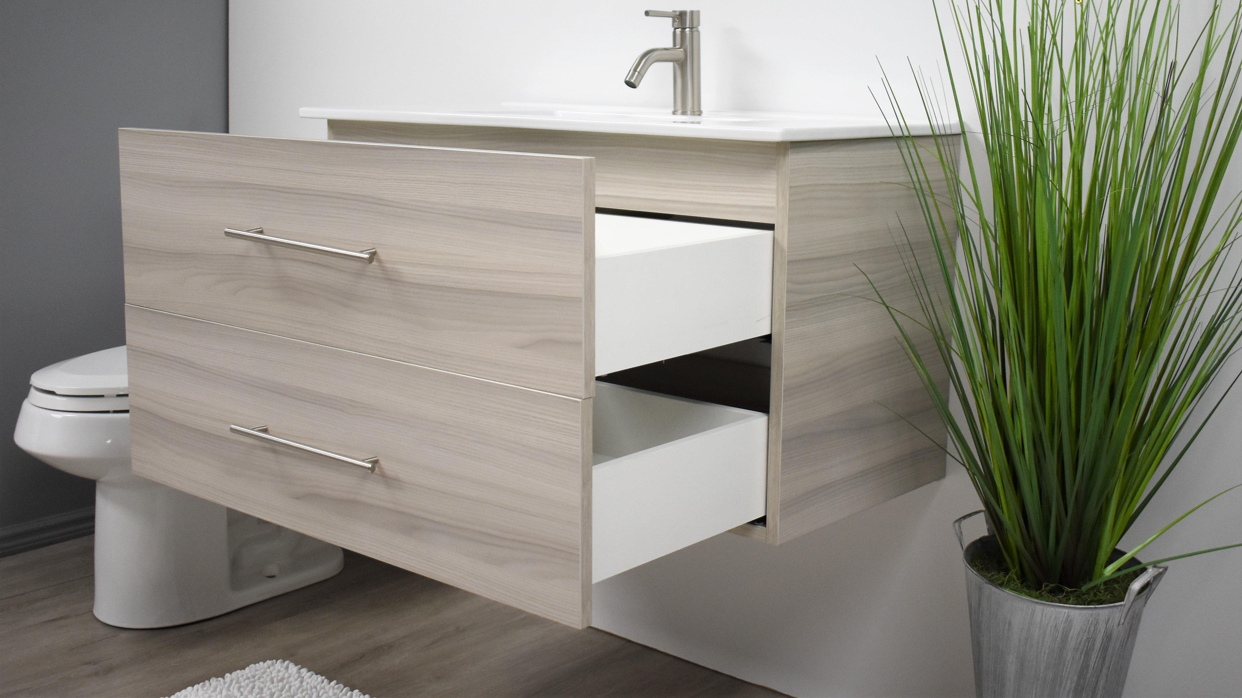 Volpa USA Napa 36" Modern Wall-Mounted Floating Bathroom Vanity Ash Gray MTD-3336AG-1AS