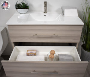 Volpa USA Napa 36" Modern Wall-Mounted Floating Bathroom Vanity Ash Gray MTD-3336AG-1 bdmiu