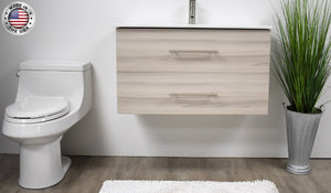 Volpa USA Napa 36" Modern Wall-Mounted Floating Bathroom Vanity Ash Gray MTD-3336AG-1 fmiu