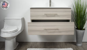Volpa USA Napa 36" Modern Wall-Mounted Floating Bathroom Vanity Ash Gray MTD-3336AG-1 fomiu
