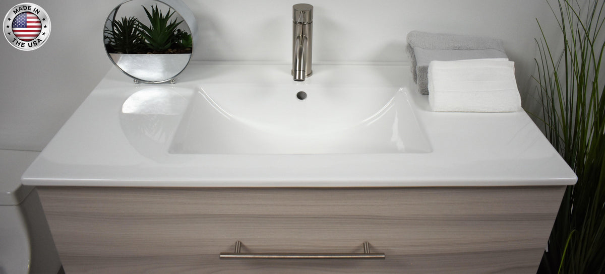 Volpa USA Napa 36" Modern Wall-Mounted Floating Bathroom Vanity Ash Gray MTD-3336AG-1 ohmiu